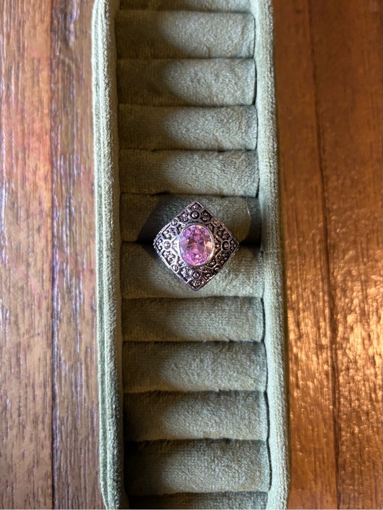 Jewelry - Vintage Geometric Pink Tourmaline Bezel Statement Ring